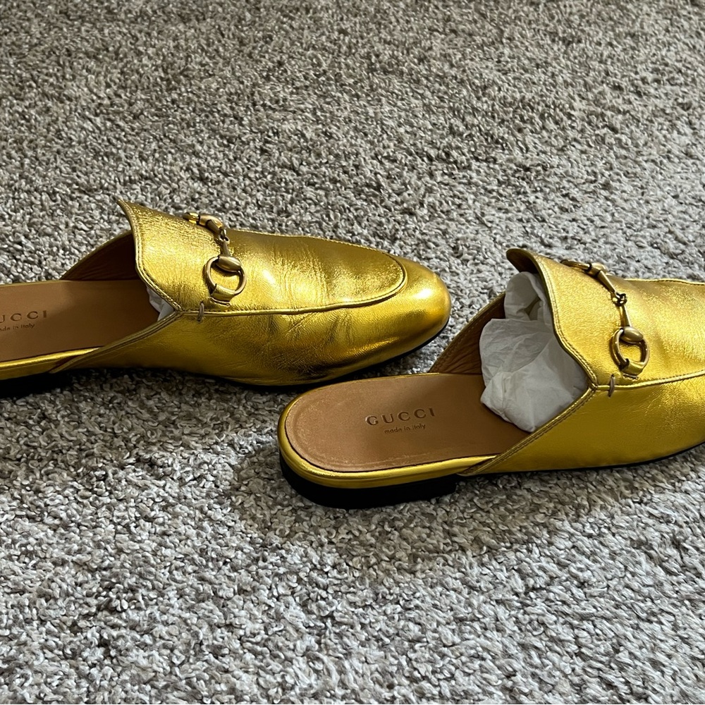 Gucci Women's Gold Leather Mules